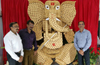 Huge Ganesh image made out of biscuits in Udupi